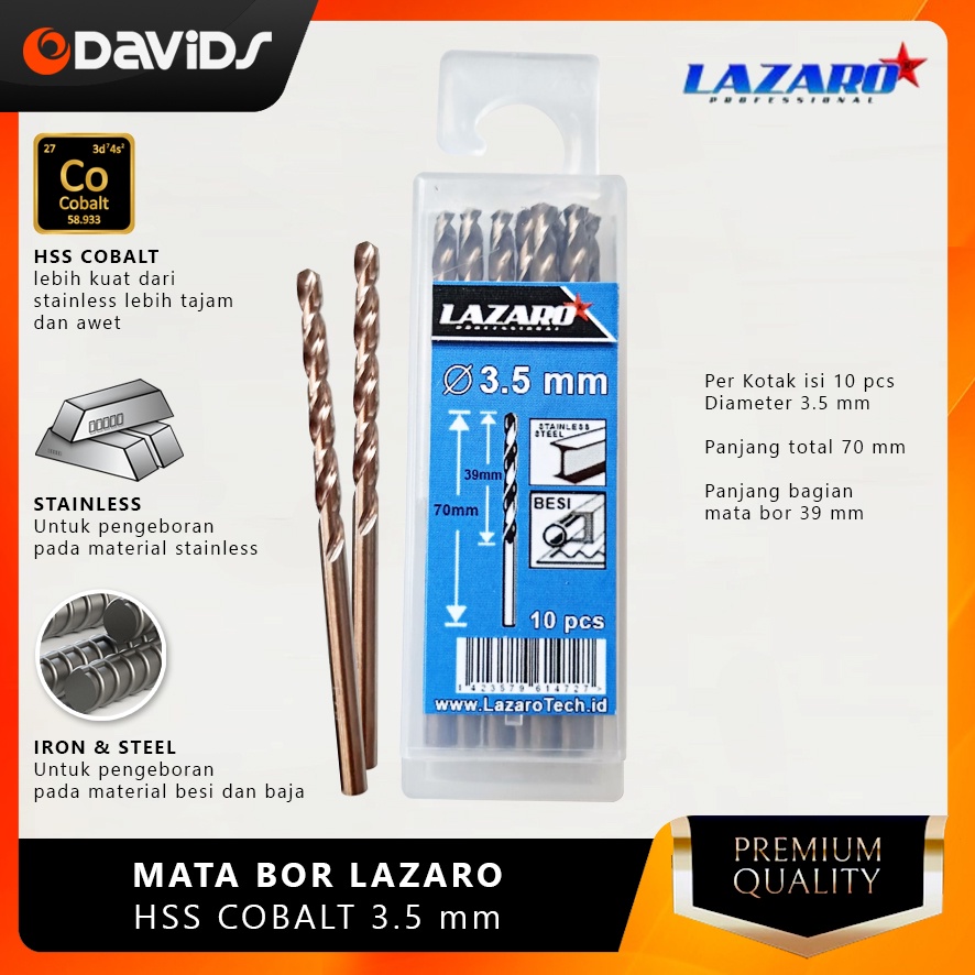 Mata Bor Besi Baja Ringan Stainless Hss Cobalt Lazaro