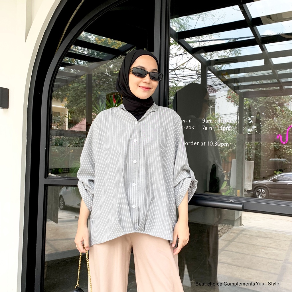 Deanara Blouse Shirt Atasan kemeja Polos Wanita By Mahyra