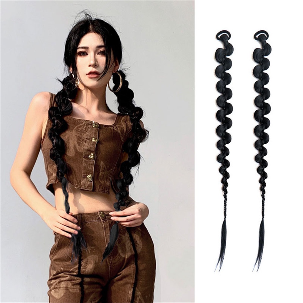 2 Pcs Wig Rambut Kepang Ponytail Gaya Hip Hop Untuk Wanita