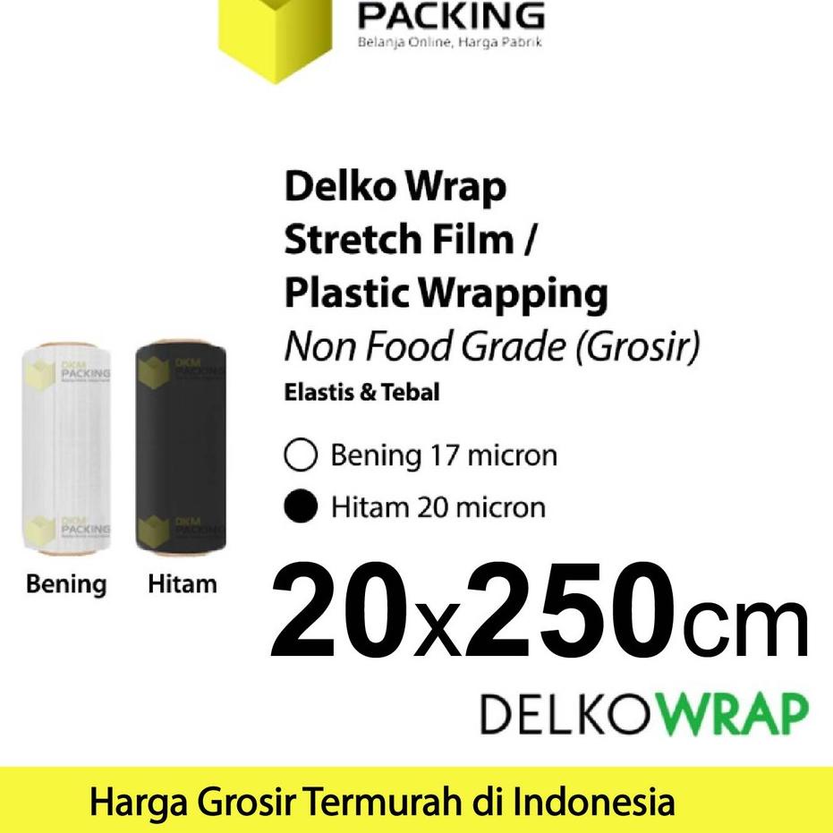 

Quality Control✅Plastik Wrapping Stretch Film 20cm x 250m BENING/HITAM DELKOWRAP TERMURAH /SATUAN|RA4