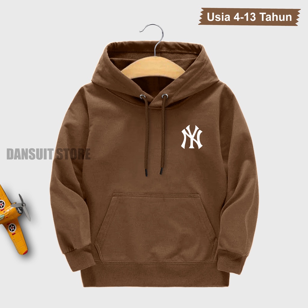 Sweater Hoodie Anak Laki-laki/Perempuan Usia 4-13 Tahun Hoodie Anak Motif NY Yankees Terbaru Bahan Tebal Premium