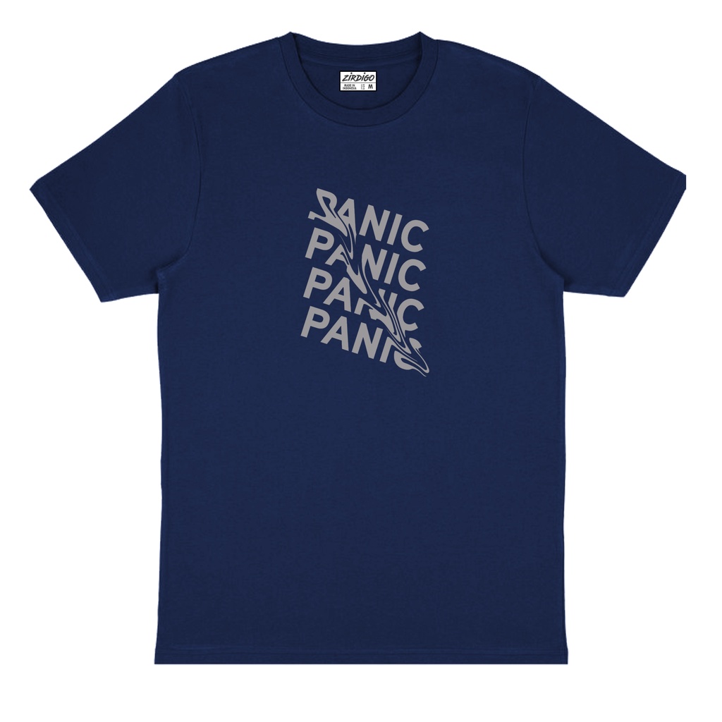 Zirdigo Baju Kaos Distro Lengan Pendek Panic Text Silver