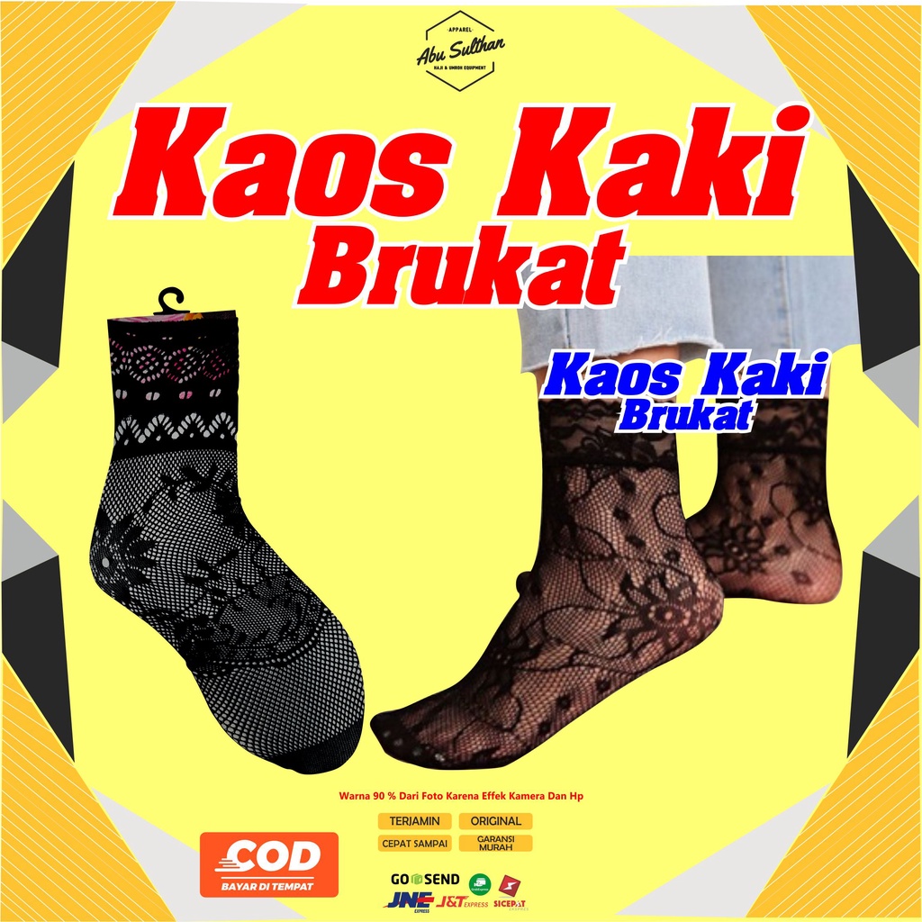 Kaos Kaki Wanita Perempuan Brukat Hitam Renda Motif Polos Wedding Perlengkapan Nikah Haji Umroh Abu Sulthan Kaos Kaki Semata Kaki