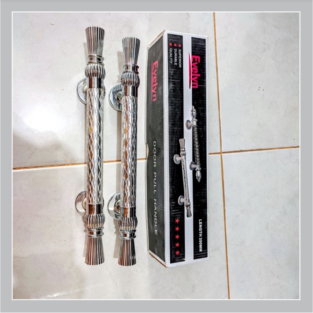 Handle Pintu / gagang pintu / Tarikan Pintu / Stainless Ukir 35 cm