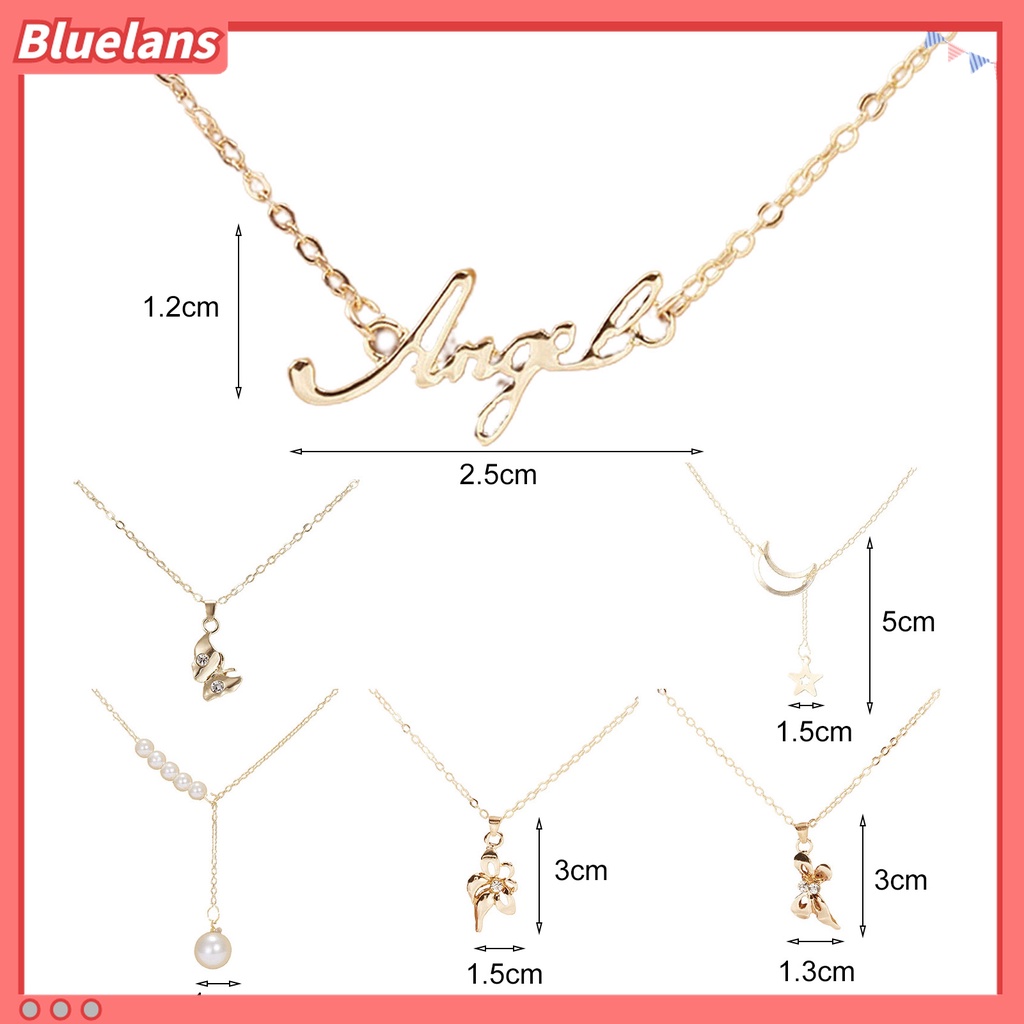 Kalung Rantai Bentuk Bulan Aksen Mutiara Imitasi Bahan Stainless Untuk Wanita