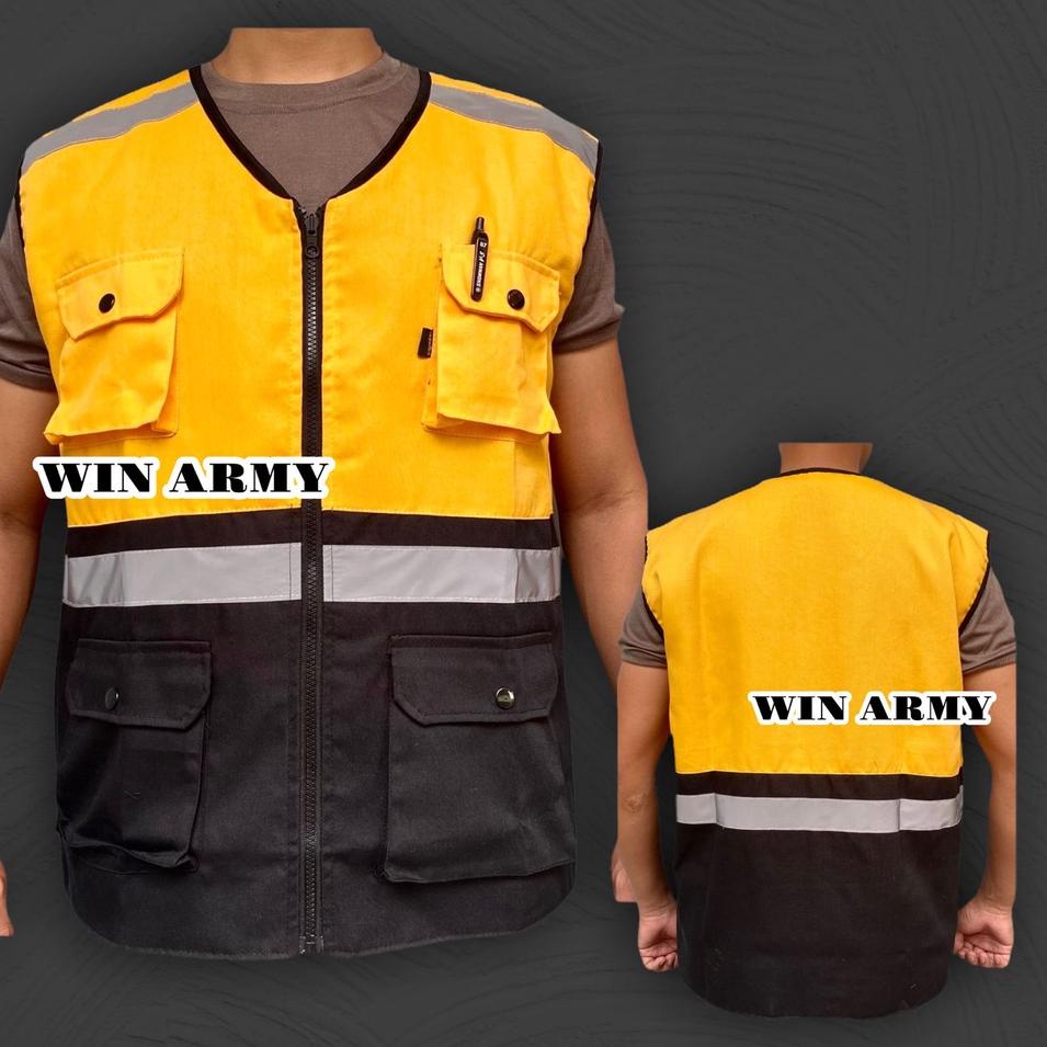 [166] Rompi Proyek - Rompi Safety - Rompi Tambang - Rompi Kain- Rompi k3 - Rompi 5 Kantong - Rompi K