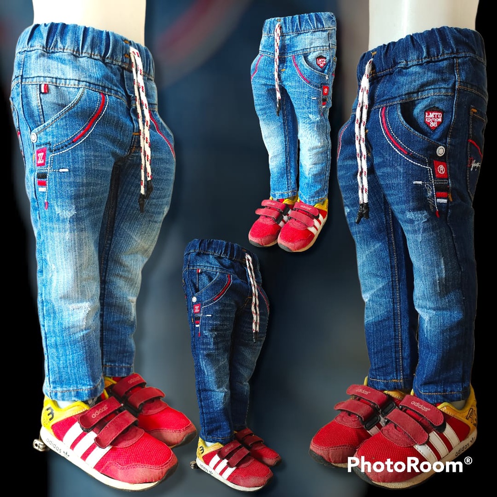 Celana Panjang Anak Laki Bahan Jeans / Jins / Lepis Untuk Baby / Bayi / Balita Motif Sobek / Robek D