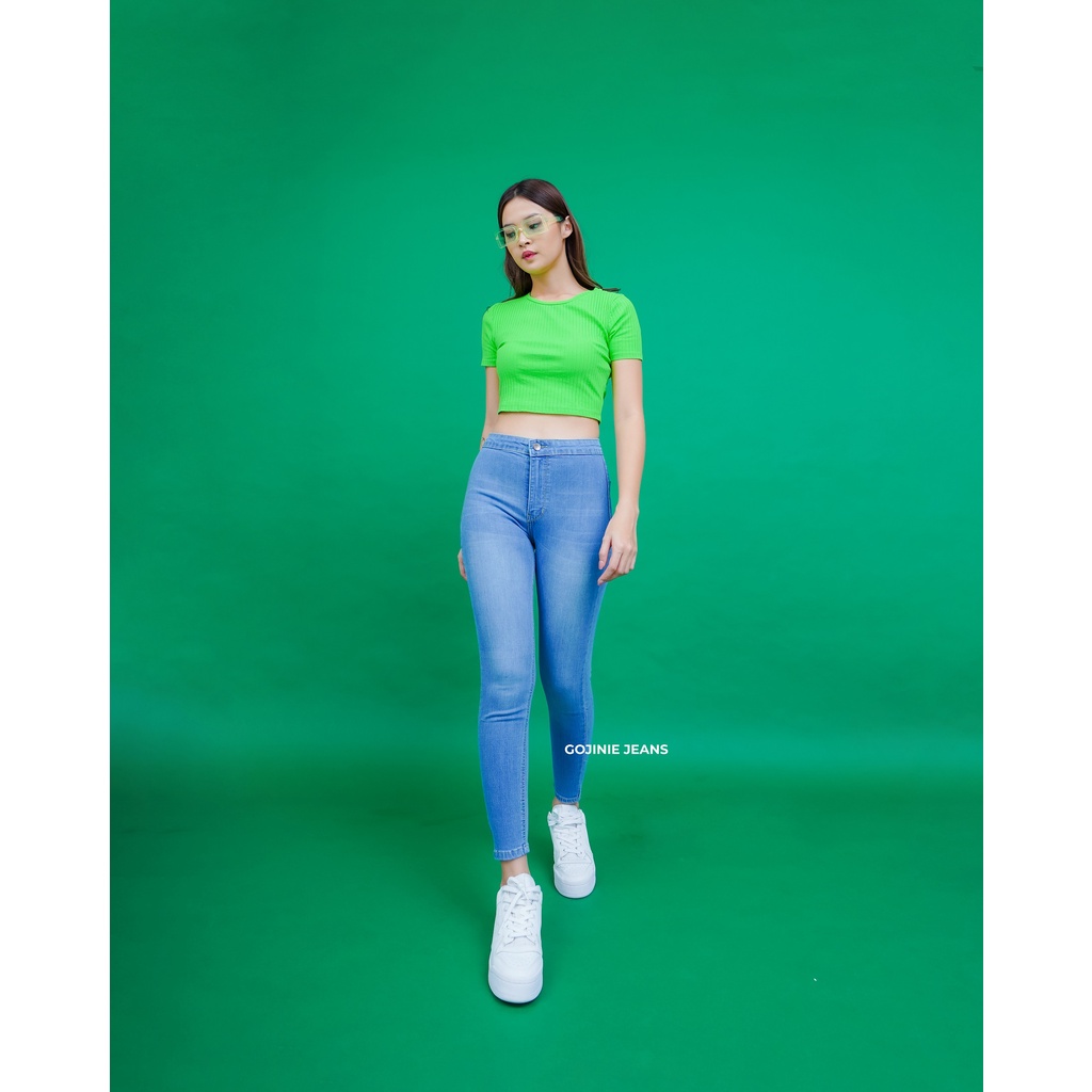 GOJINIEJEANS - Highwaist Skinny Light Panjang 7/9 - 4573 - BLACK WIDOW