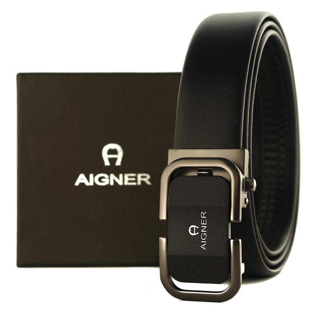 TOKOKOE - Gesper Ikat Pinggang Pria model Rel Ban Pinggang Otomatis Bahan Kulit Jumbo Size - AIG J22 Black