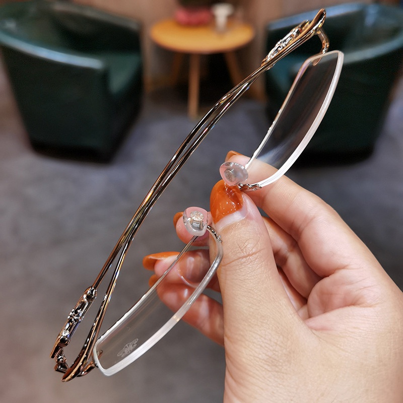 Kacamata Anti-radiation Minus Fashion Rimless Eyeglasses Computer Eyewear Wanita Pria