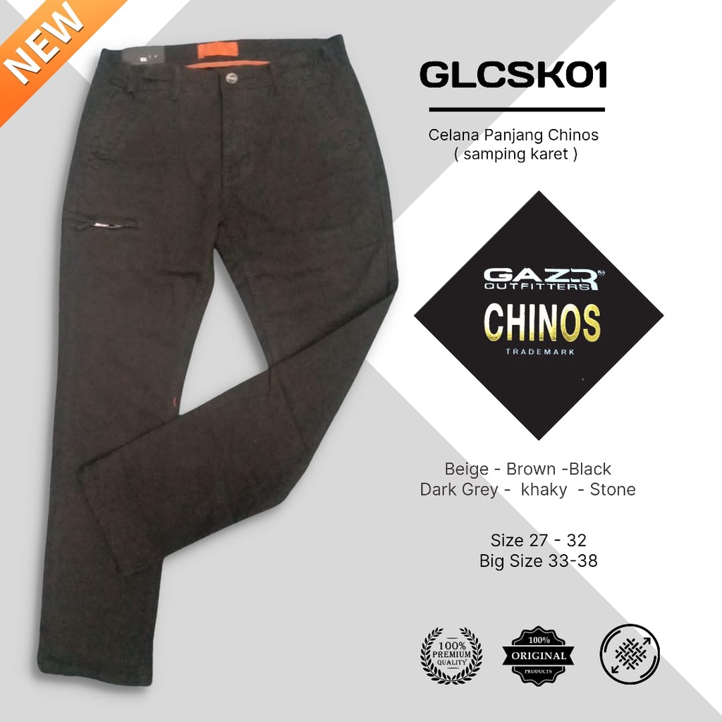 Celana Chinos Karet Samping SLIMFIT GAZ-R JEANS Original ( GLCSK01)
