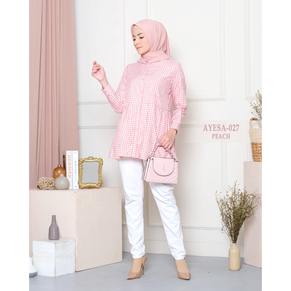 COD [M, L, XL, XXL] ORIGINAL Ayesa Motif - Pakaian Kemeja Wanita Terbaru by Hijab Mamah icis SKU 2