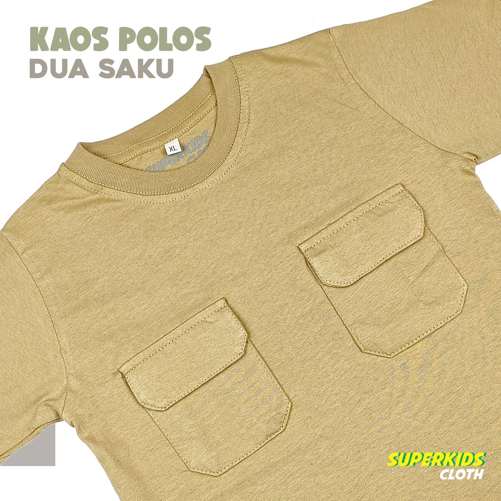 KAOS ANAK COWOK / BAJU ANAK LAKI LAKI / PAKAIAN ANAK COWOK POLOS SAKU DUA COKLAT BRAND SUPERKSIDCLOTH 1 - 11 TAHUN