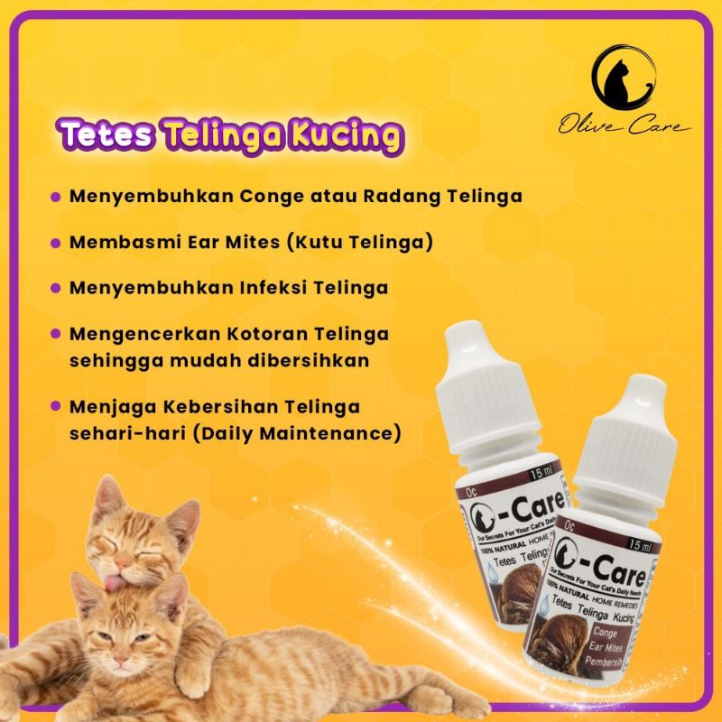 Olive Care Obat Tetes Telinga Kucing Untuk Membasmi Conge / Radang dan Kutu Telinga