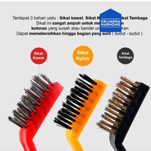 Sikat Kawat 3 in 1 Sikat Pembersih Noda 1 set Isi 3Pcs Wire Brusher