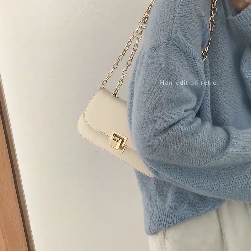 Suhao French niche bag wanita 2022 baru trendi retro tas ketiak tas rantai gaya Barat kelas atas tas messenger all-match