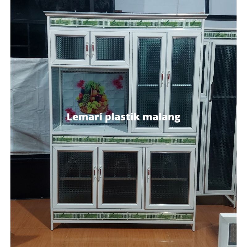 lemari piring aluminium kaca