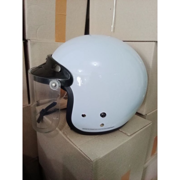 (bisa COD)HELM BOGO GREY SOLID Ful Leher,SNI