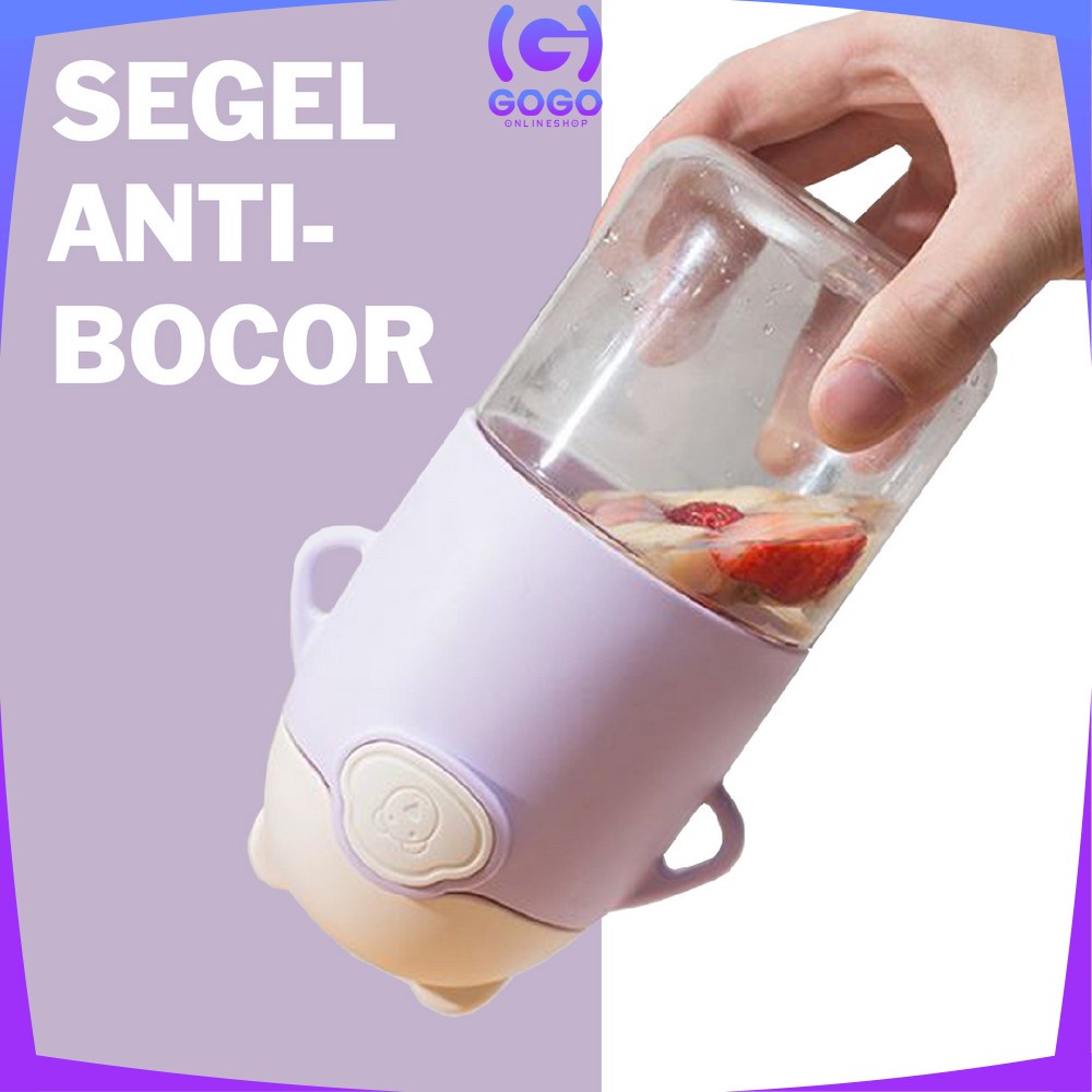 GOGO-C467 Botol Minum Anak Sekolah 600ML Bottle Minum Anak / Botol Minum Tutup Sedotan dan Tali Panjang BPA FREE