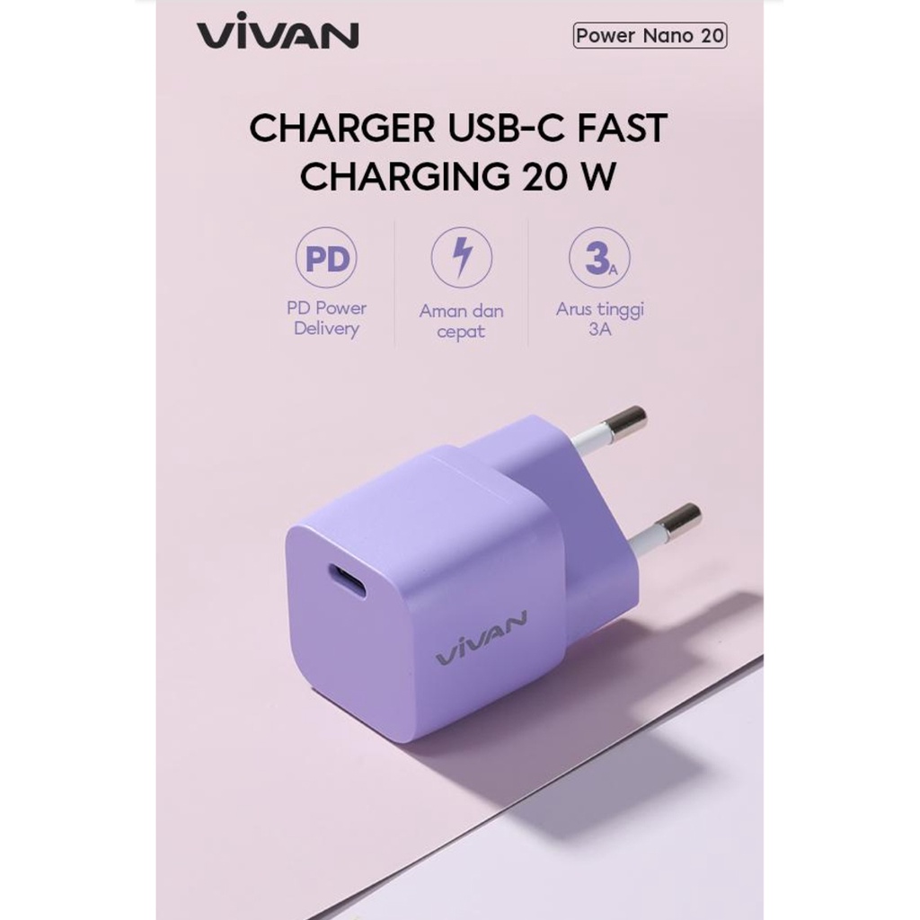 POM Vivan Charger Power Nano 20 PD Fast Charging Carger Charger