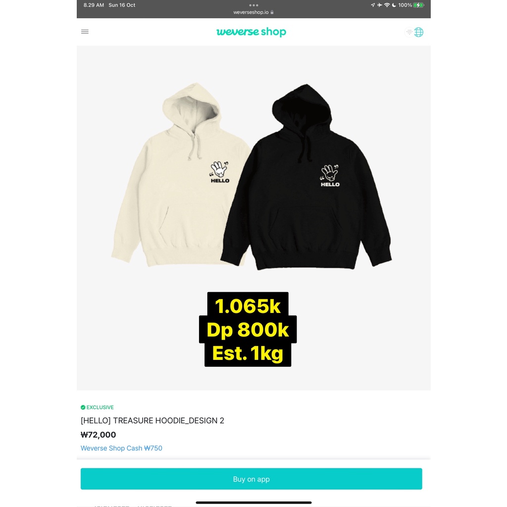 [DP PO] TREASURE (HELLO) OFFICIAL MERCH - HOODIE DESIGN 1 / DESIGN 2