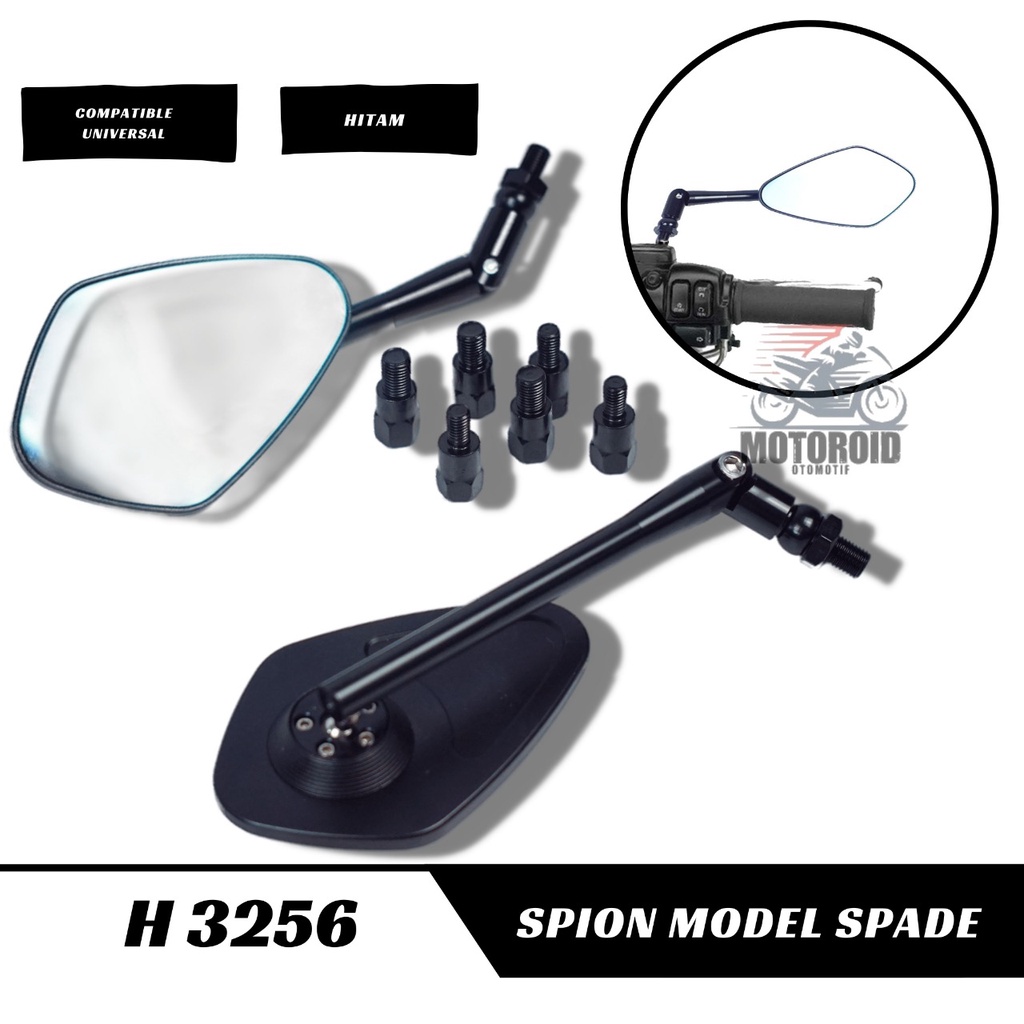 KACA SPION MOTOR MODEL DAUN FULL CNC ALUMINIUM REAR MIRROR SPADE MODEL SEPION DAUN UNIVERSAL