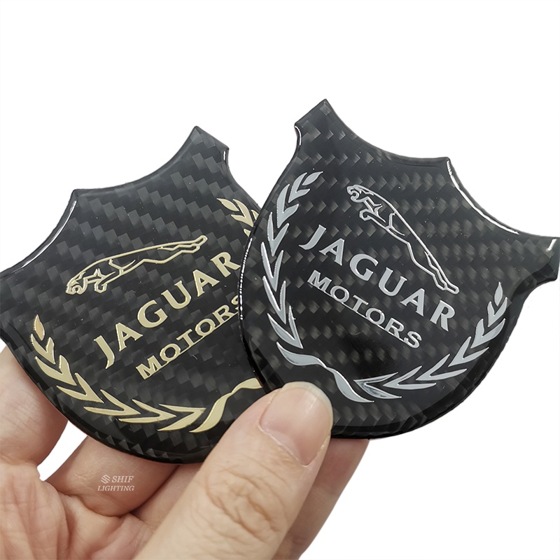 1pc Stiker Emblem Logo JAGUAR MOTORS Bahan Karbon Fiber Kualitas Tinggi Untuk Dekorasi Mobil JAGUAR