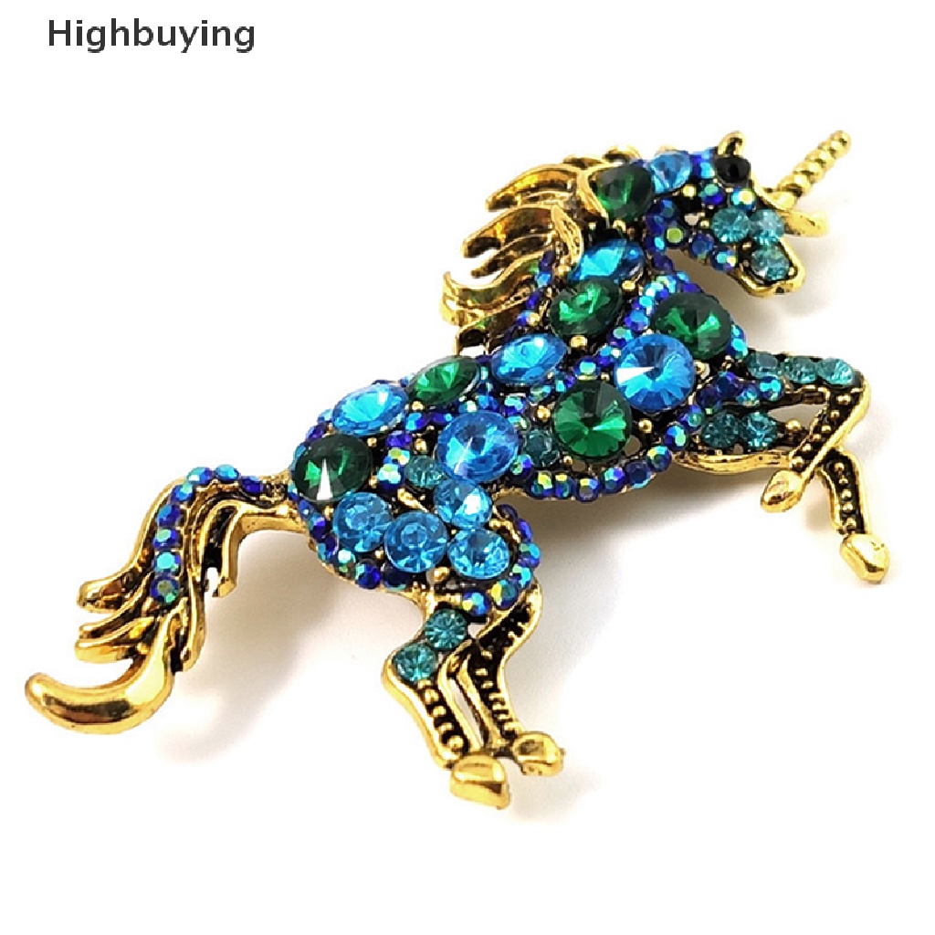 Bros Kristal Berlian Imitasi Bentuk Hewan Kuda Unicorn Bahan Alloy Gaya Vintage Untuk Wanita Glory