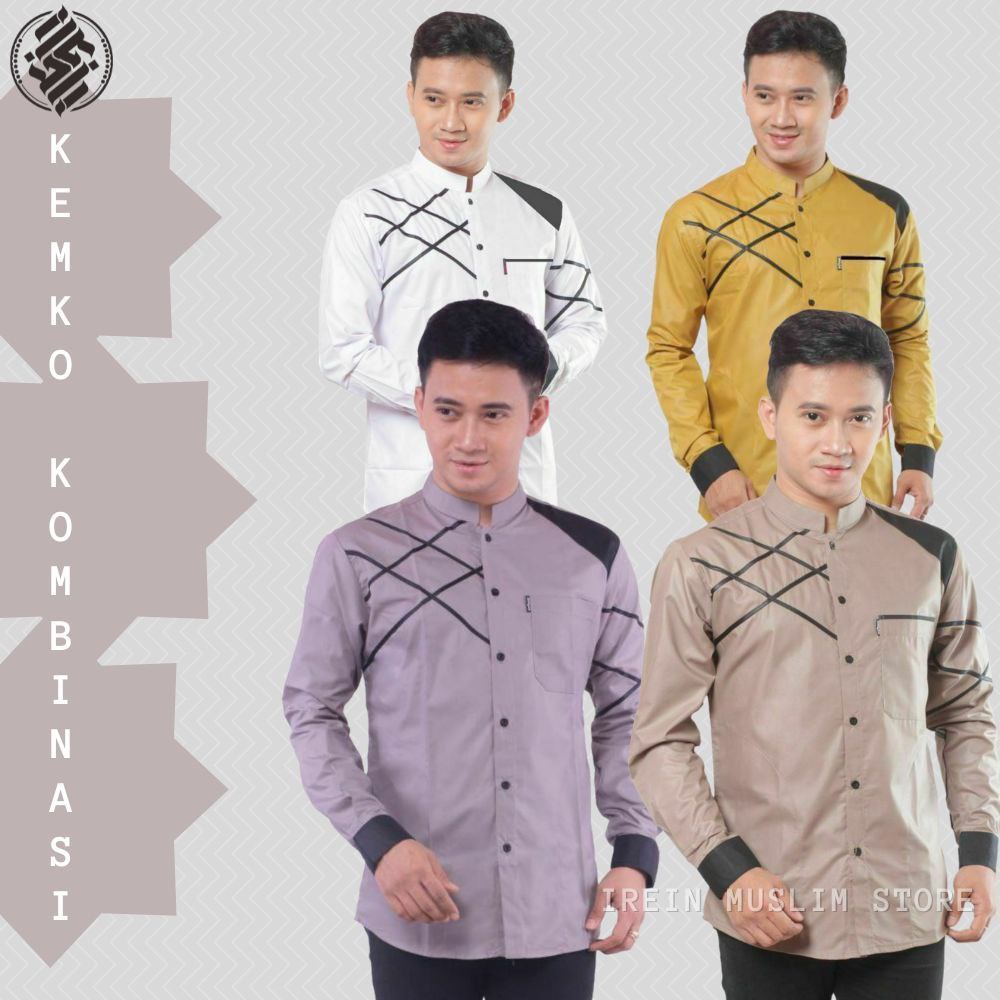 Baju Kemeja Koko Pria Lengan Panjang Motif Jaring Laba laba Kemeja Koko Pria Terbaru