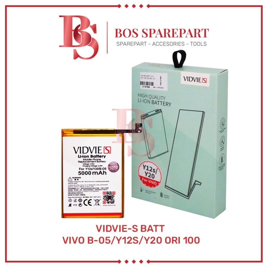 VIDVIE-S BATERAI VIVO B-05 / Y12S / Y20 ORI 100 . BATTERY / BATRE