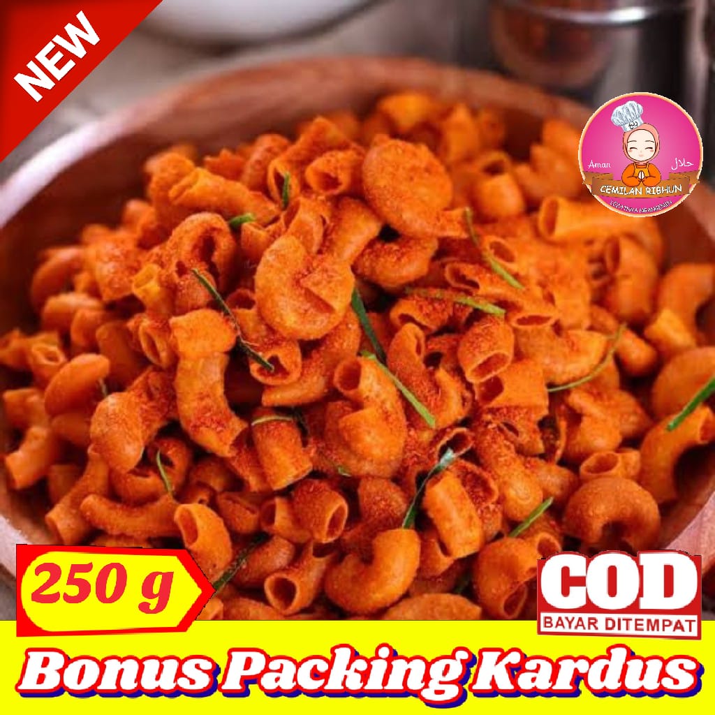 

[250g] Makaroni Bantet Pedas / Makaroni Daun Bawang | Cemilan Ribhun - makanan ringan Jajanan sehat snack kiloan jajanan jadul camilan termurah cemilan murah