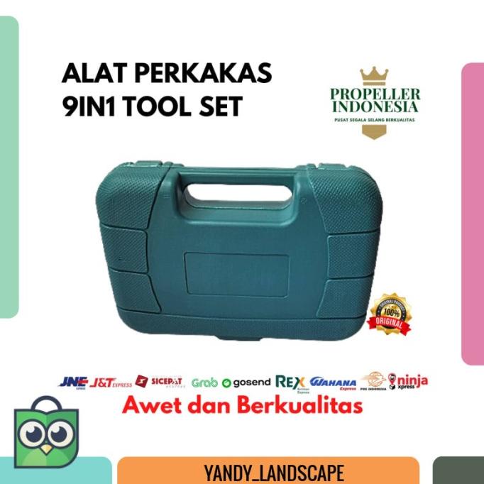 Toolkit Set Perkakas Tukang Alat Tukang 9in1 Tool Set Alat Pertukangan