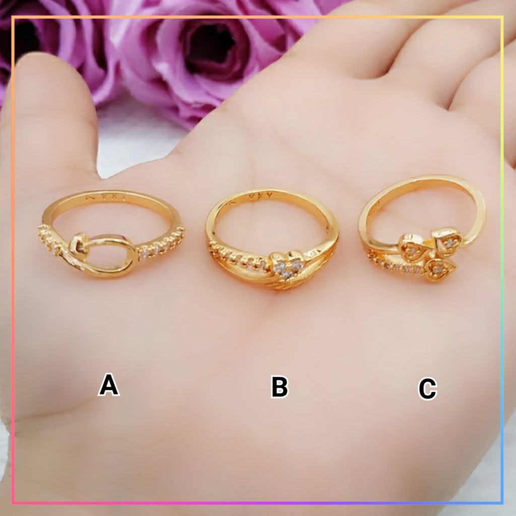 Cincin xuping cincin dewasa bunga besar permata zirqon perhiasan wanita lapis emas gold A170
