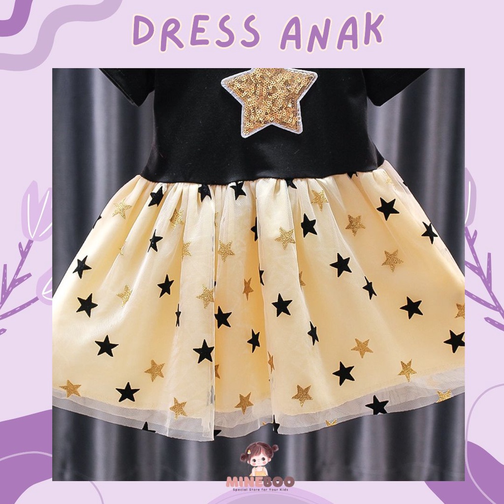 mineboo DRESS BLESSING STAR PDK EBV Anak Perempuan Gliter Star Stella   1 - 7 Tahun