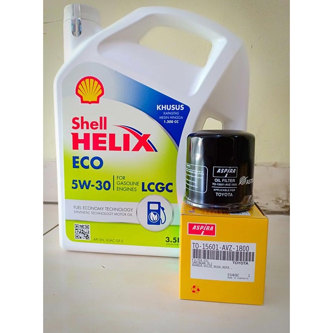 Paket Oli Shell Helix Eco 5W-30 + Filter Oli Agya/ Ayla/ Sigra/ Calya