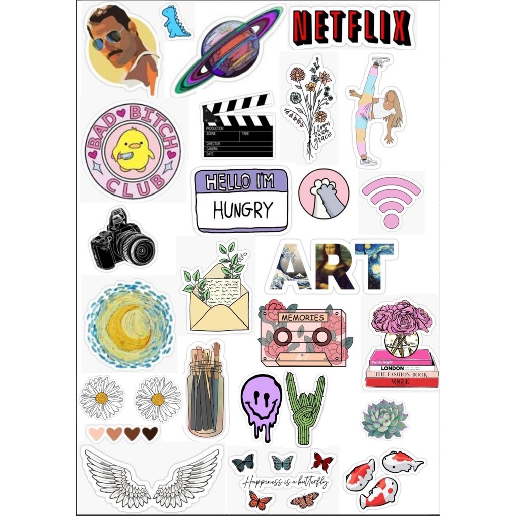 

Stiker Aesthetic Untuk Hp,Laptop,Buku Dll No Cutting Vol 3