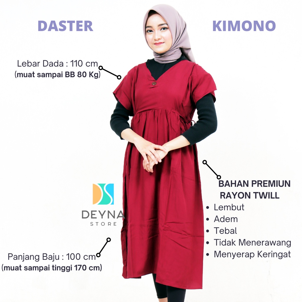 DASTER KIMONO FITRIA PREMIUM VIRAL KEKINIAN LIDWINA | Kimono Pendek Wanita Polos Remaja Aksrn Tali Pinggang Busui Friendly | Bahan Katun Tayon Twill Premium