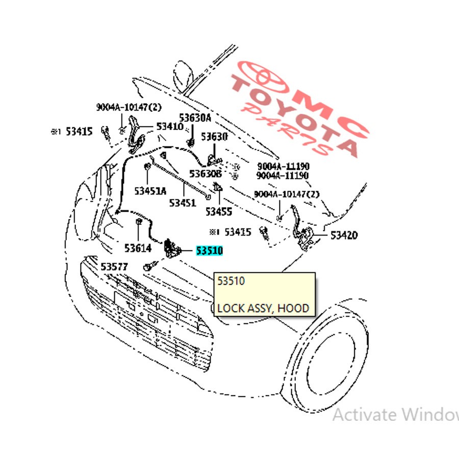 Pengunci Kap Mesin / Lock Assy Hood Agya Ayla 53510-BZ210