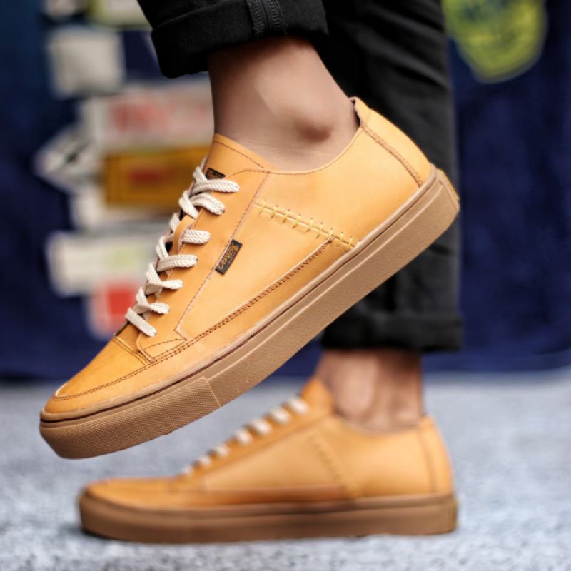 Sepatu Sneakers Pria Casual Semi Formal Kulit Asli Original Handmade Kerja Kuliah Trendy Fashion Dante Low