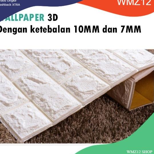 Wallpaper batu bata putih 3D Foam 10mm dan 7mm wallfoam 3d wallpaper tebal wallpaper batu bata tebal