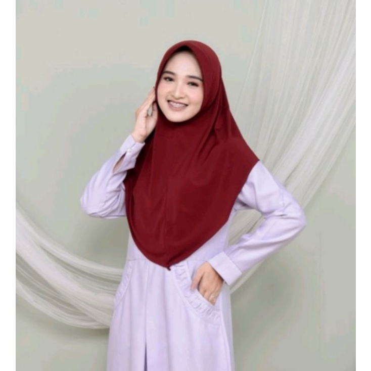 Hijab Bergo Hamidah Pinguin Jersey Kerudung Oval Sport L