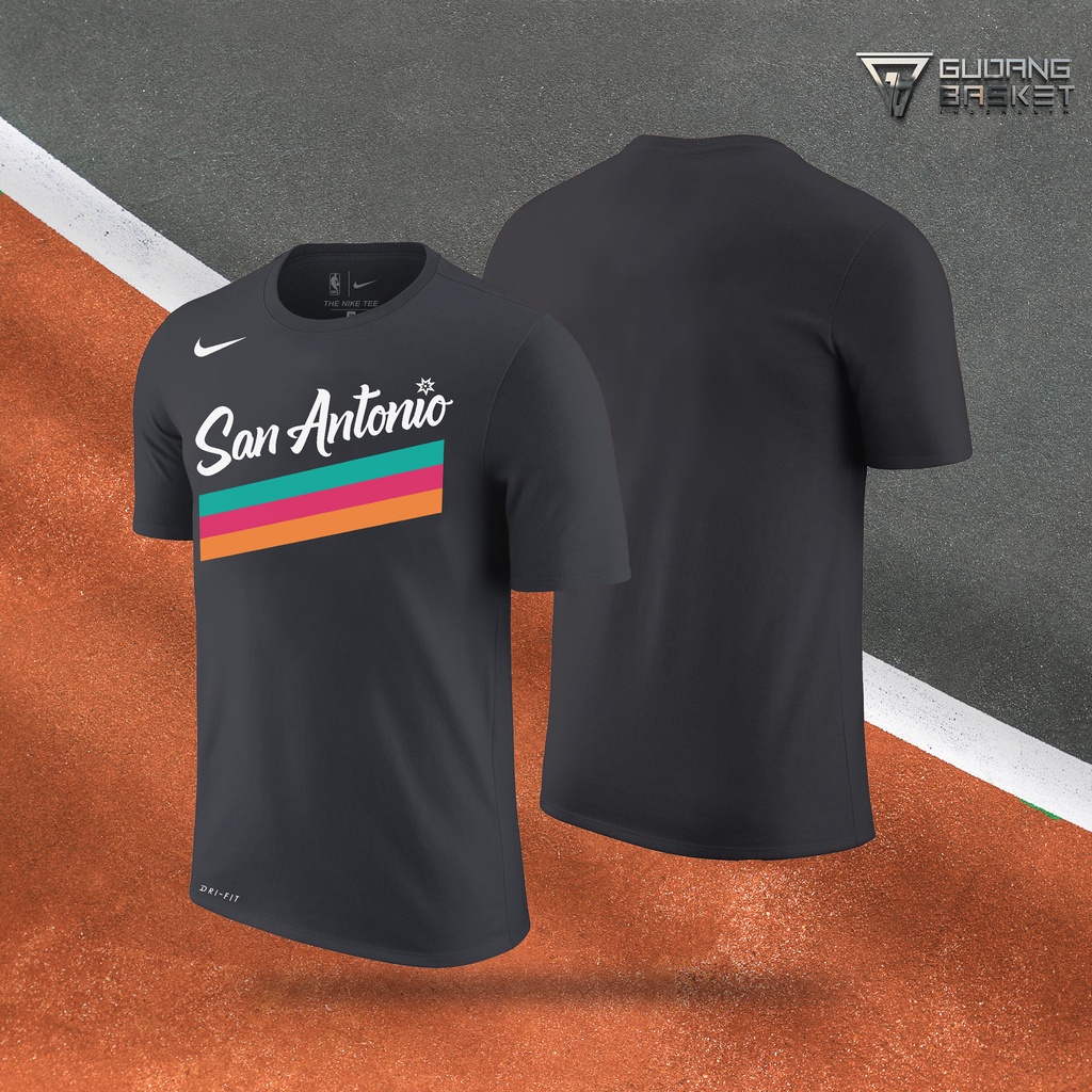 Tshirt Kaos Atasan Baju Nike City Edition Black NBA Brooklyn Nets San Antonio Spurs