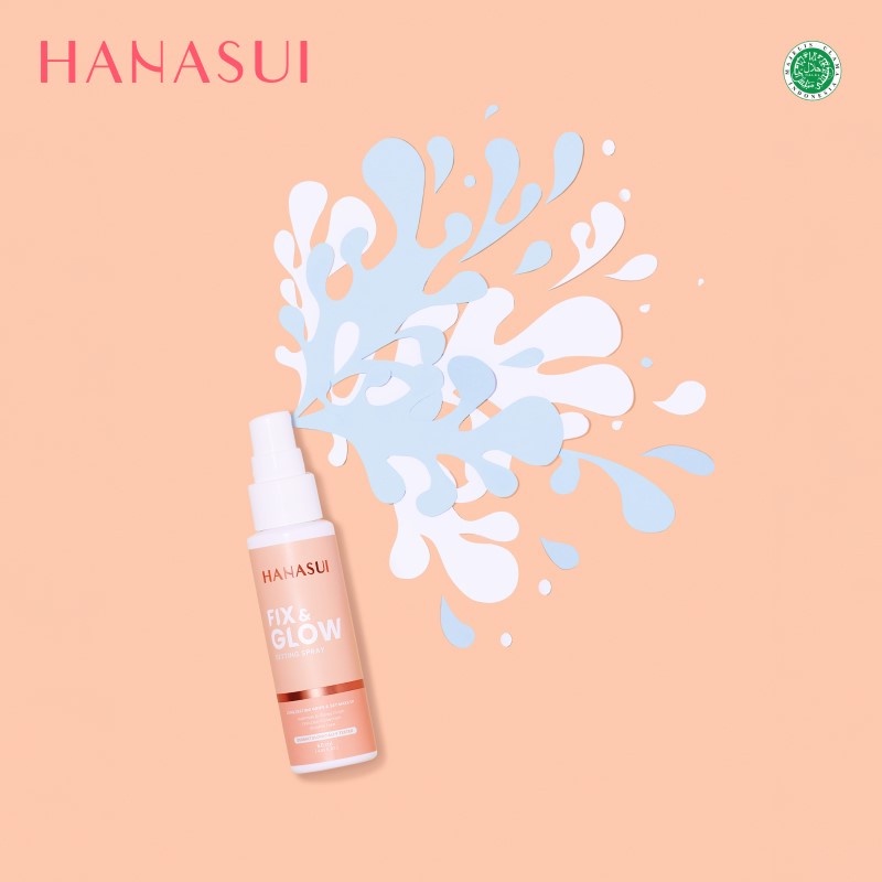 HANASUI Fix &amp; Glow Setting Spray 60ML | Collagen Micellar Cleansing Water 100ml | Waterproof Make Up Remover 100ml | | BPOM