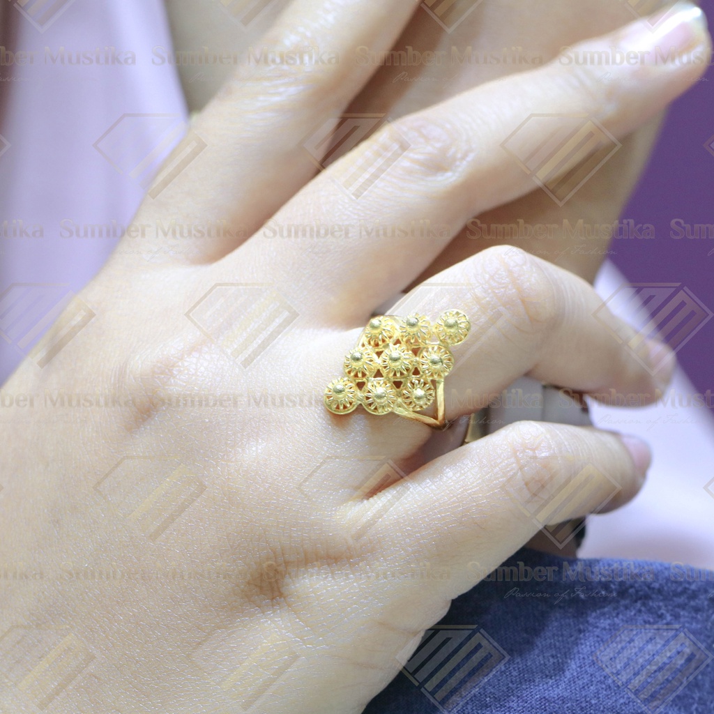 Cincin Emas Model Kembang Wajik 24 karat