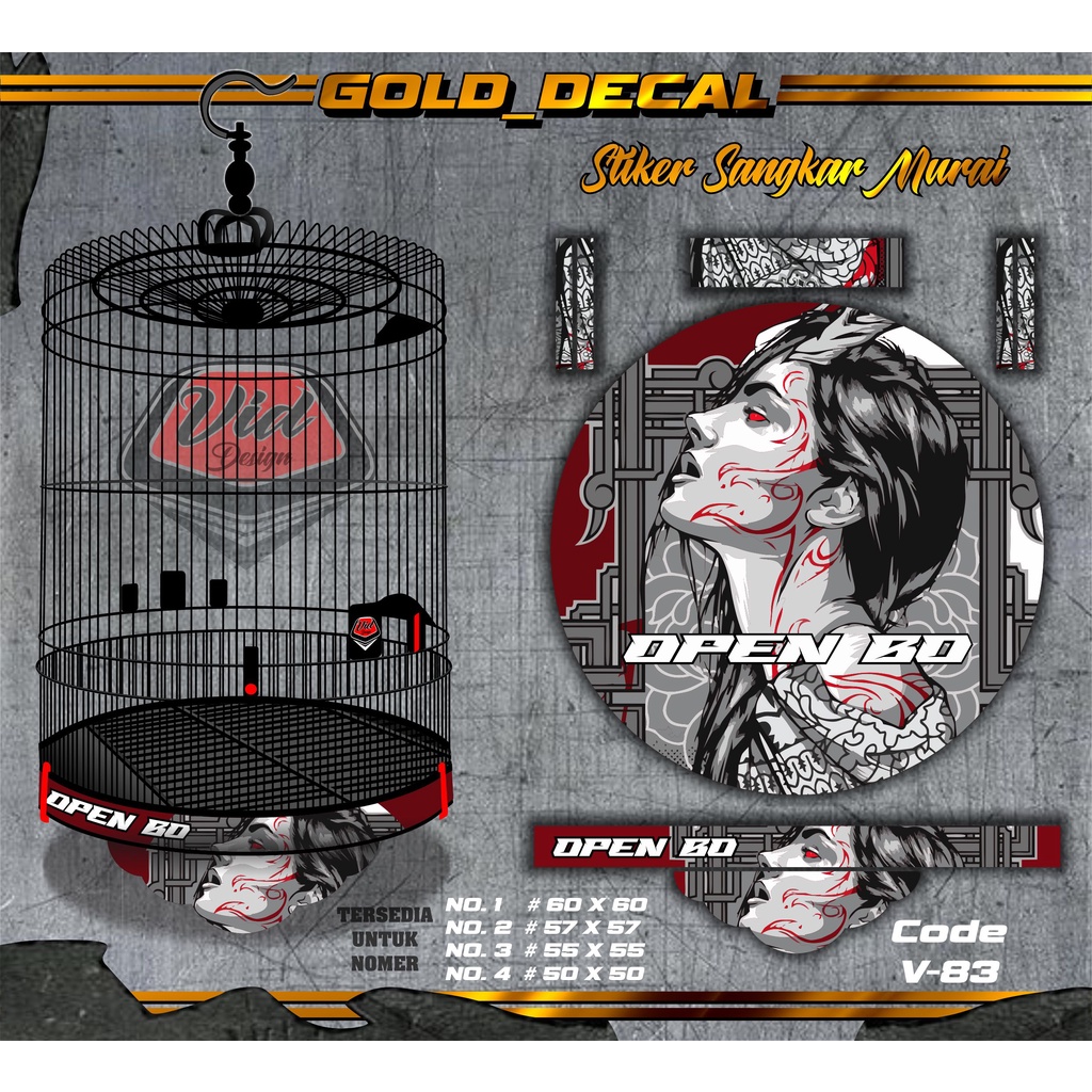 Stiker Sangkar Murai Decal Kandang Burung Bulat RADJA No 1 2 3 4