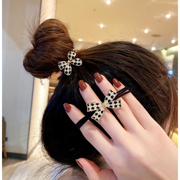 Caliloops Ikat Rambut Karet Pita Berlian Korea Dewasa Polos Alvan