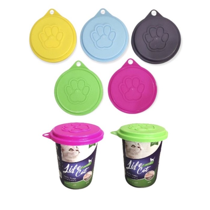 Tutup Makanan Kaleng Kucing dan Anjing Motif PAWS Lucu/Tutup Wet Food
