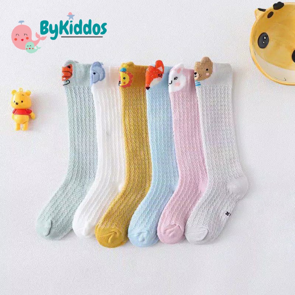 ByKiddos - Kaos Kaki Bayi Panjang Karakter Hewan Kaos Kaki Anak Perempuan Laki Laki Motif Animal Lucu Bahan Jaring Baby Socks Kids