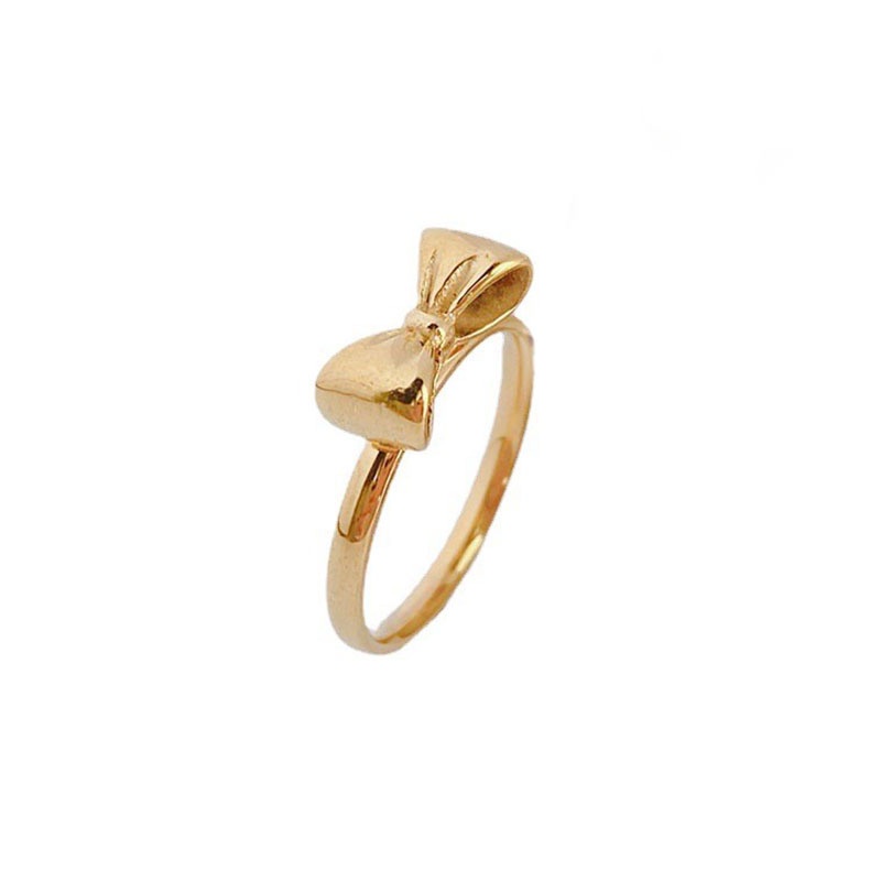 Ladies Cincin Perhiasan All-Match Grosir Gaya Baru Versi Korea Fashion Niche Desain Cincin Busur Baja Titanium Sederhana