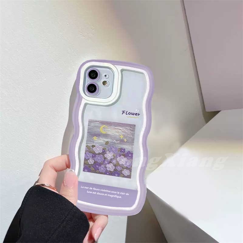 Case TPU Motif Lukisan Minyak Bunga Ungu Untuk iPhone 14 14 Pro MAX 11 Pro 11 Pro MAX 12 12 Pro 12 Pro MAX iPhone 13 Pro MAX X XR XS MAX 6 6S 7 8 Plus SE 2020 Case DGX